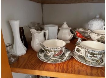 Contents Of Shelf Including China Pieces & Misc