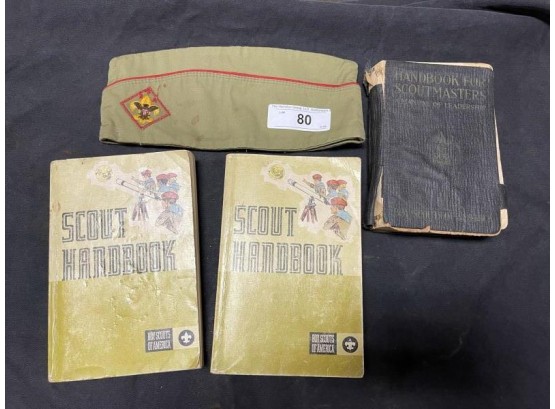 Boy Scouts Of America Hat, Cub Master Book 1920, (2) Scout Handbook 1972