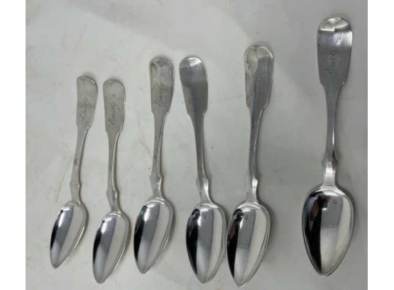 Lot Of 6 Sterling Silver Spoons By Butler & McCarty, Engraved 'Early'