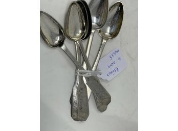 Lot Of 6 Coin Silver Spoons By Pitman, Engraved 'LM'