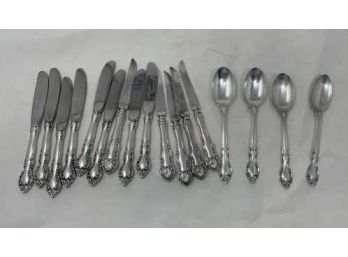 Lot Of 13 Sterling Silver Handle Knives With Stainless Steel Blades & (4) Lunt Spoons