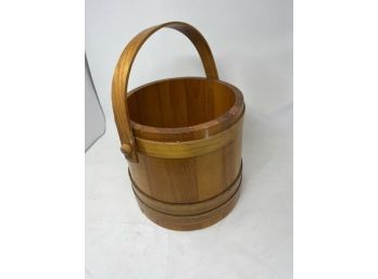 Wooden Firkin Bucket With Handle, No Cover