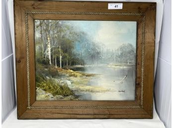 Oil On Canvas By Kennedy With Rustic Frame 26'x22'