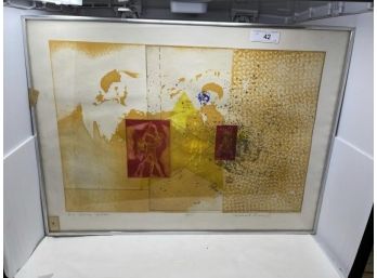 Lithograph David Freed 89/100 'On Being Yellow' 30'x22', Waves To Paper
