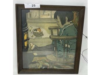 Picture Of Child In Front Of Fire By Jessie Wilcox Smith, 12'x13.5'