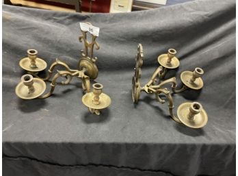 Pair Of Brass Wall Sconces Removable Arms