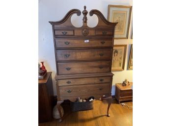 Walnut Highboy, 1 Piece, Poor Condition, Drawer Coming Apart, 3 Screw Repairs