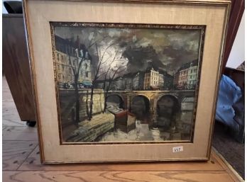 Painting Oil On Canvas, Canal Scene, Signed Beamout 20x24