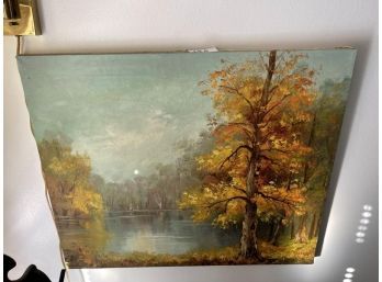 Painting Of Landscape, Forest & Pond