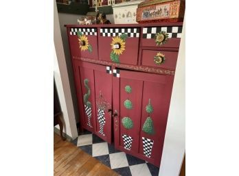 4 Drawer Cupboard With Lower 2 Door, Older Cabinet, Never Painted, Decoration