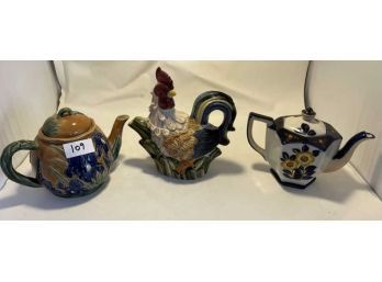 Lot Of 3 Contemporary Teapots