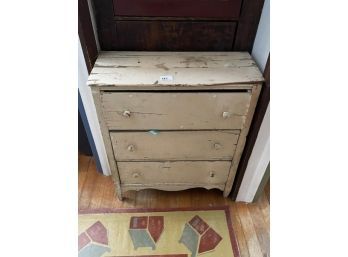 3 Drawer Cheddar Chest Painted White, Poor Condition