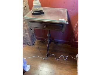 One Drawer End Table With Glass Top