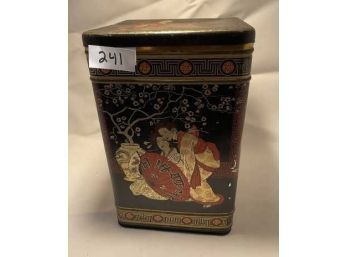 Large Tin Box, Oriental Design, Paint Loss, Scratched, 12' Tall X 8x 8
