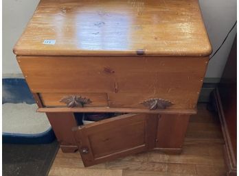 Pine Lift Top Pine Commode Split Top, 1 Drawer With Lower Cupboard