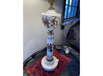 Electric Table Lamp, Marble Base, Painted Center