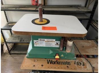Grizzly Oscillating Spindle Sander, G0538, Mounted On Workmate 400 Base