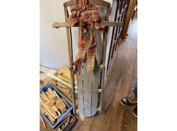 Wooden Sled With Bow, No Name