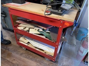 Shop Cart, Red, Metal, Rolling (cart Only)