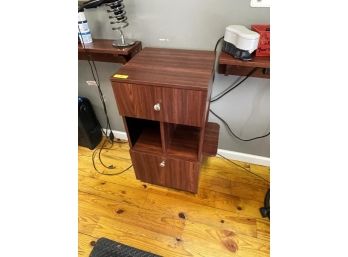 Laminate Stand With Upper Drawer, Lower Drawer, Middle Shelf, 18'x18'x3'