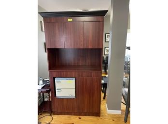 Laminate Cabinet With 3 Upper Doors, 1 Lower Pull Out Trash, Cubbie, 42'x18'x7'