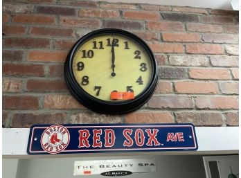 Wall Clock & Red Sox Ave Sign