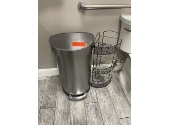 Lift Top Trash Can With Corner 3 Shelf Wire Rack