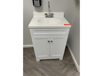White Bathroom Vanity, 2.5'Wx19'Dx35'H, (Buyer Must Disconnect)