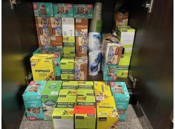Lot Of Coffee & Tea Pods, Boxes Of Coffee Creamers, Power Coffee Creamer