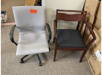 Steelcase Rolling Office Chair & Knoll Wooden Side Chair