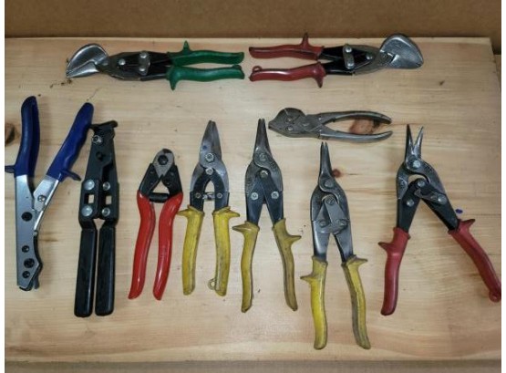 Lot Of Aviation Snips And Cutters, Some Marked Wiss