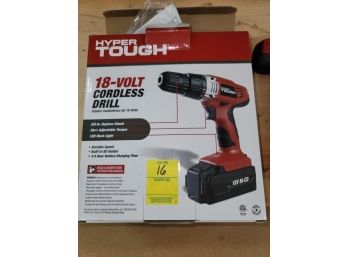 Hyper Tough Cordless Drill, 18 V With Battery And Chargers, 3/8' Keyless Chuck
