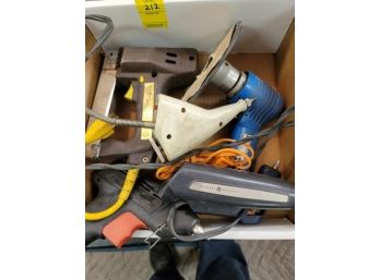 Lot - Pneumatic Sander, Staple Gun, Glue Gun, Heat Gun And Etcher