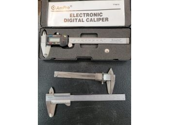 Lot Of 4 Calipers - 1 Craftsman, 1 AmPro Digital Caliper