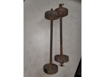 2 Pairs Of Iron Wheels, Probably From A Platform Scale (4 Wheels Total)