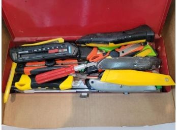 Lot - Tool Case With Utility Knives And Screwdrivers