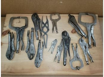 Lot - 13 Vise Grips And 1 Pliers