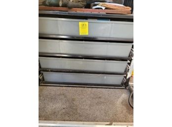 Parts Cabinet, 4 Drawer, With Contents - Nuts, Bolts, Muffler Clamps, Nails