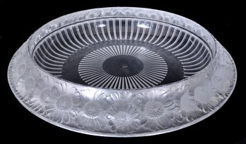 Antique French Art Deco Large Crystal Glass 'Marguerites' Bowl By Lalique, 1930s