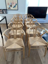 Set Of 10 Carl Hanssen  Wishbone Chairs,  Designed By Hanes Wagner