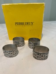 Set Of 4 Pierre Deux Basketweave Napkin Rings