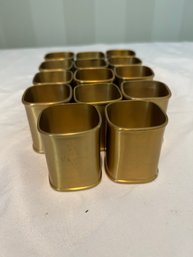 Set Of 14 Gold Metal Napkin Rings