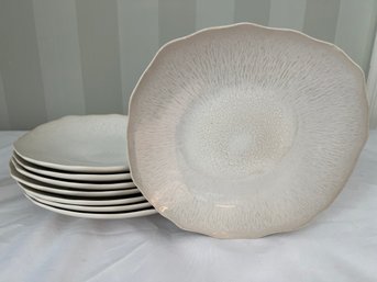 Set Of 8 Jars Ceramics Plume White Pearl Salad Plate