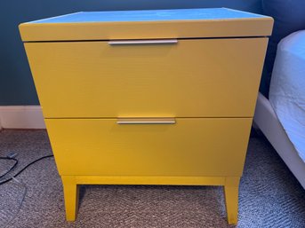 Gorgeous Contemporary Yellow Nightstand With Glass Top