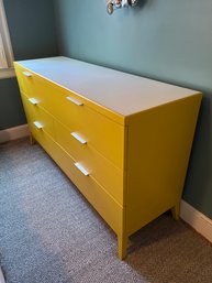 Gorgeous Mobican Contemporary Yellow Dresser With Glass Top