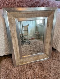 Silver Mirror With Wood Trim
