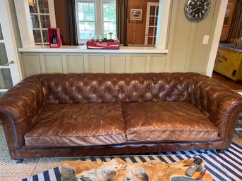 Restoration Hardware Leather Tufted Chesterfield Down Sofa