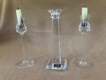 3 Glass Candlesticks