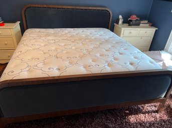 Navy Velvet And Wood King Size Bed From CB2