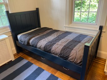 Navy Twin Size Bed With 3 Storage Drawers